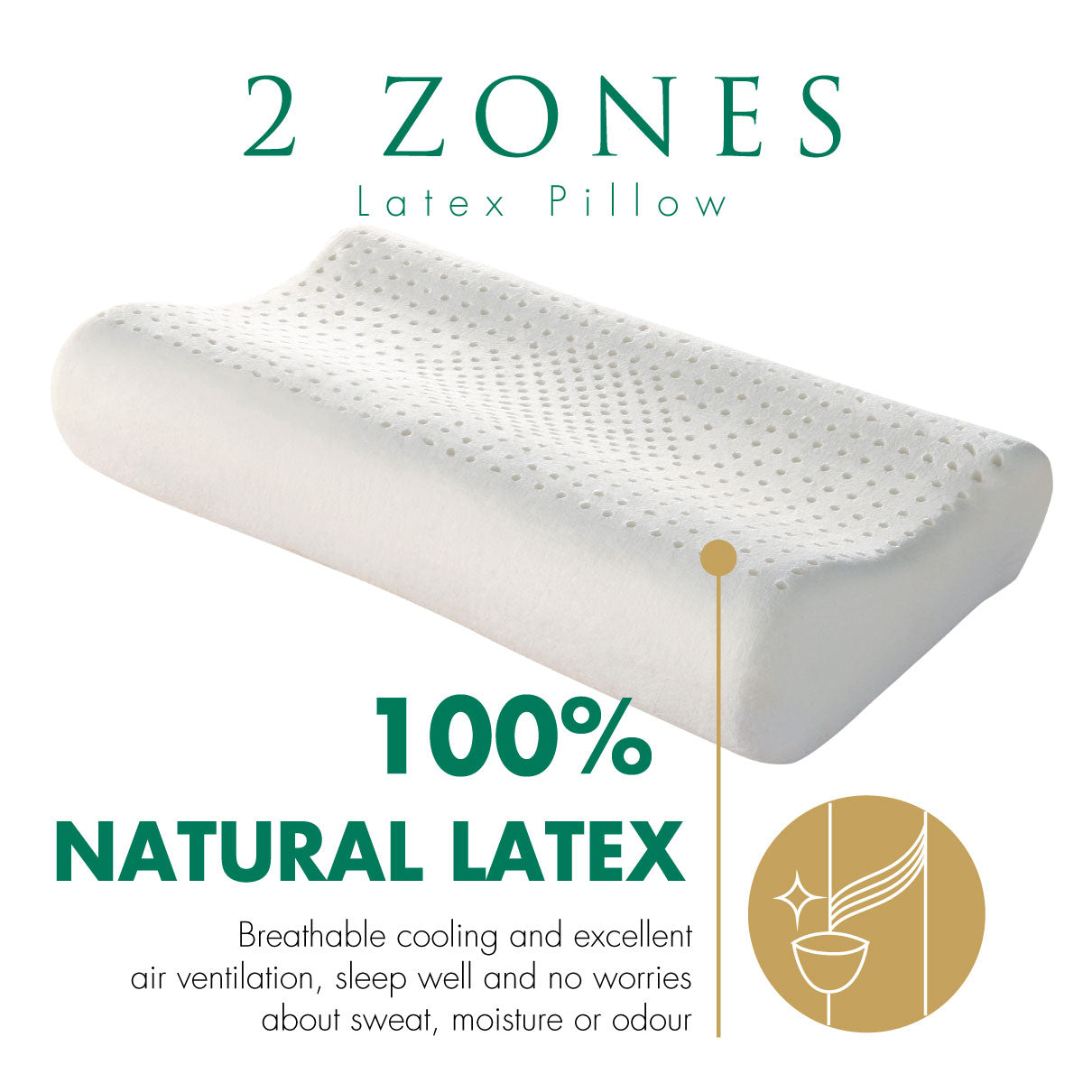 100% Natural Latex Getha 2 Zones Pillow