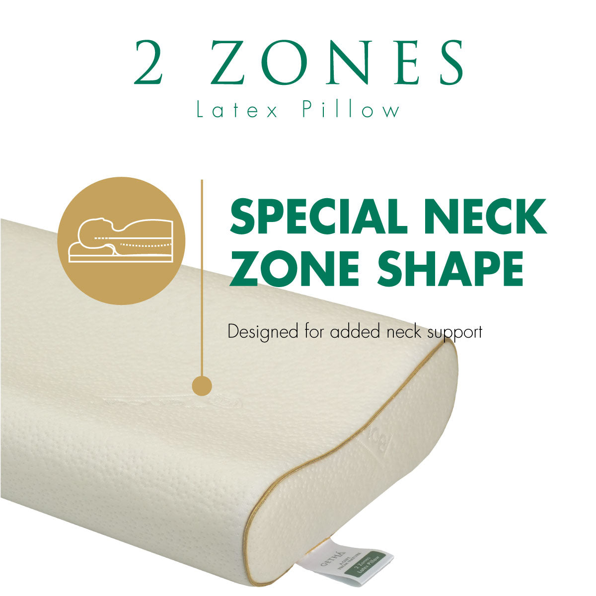 2 Zones Latex Pillow Special Neck Support