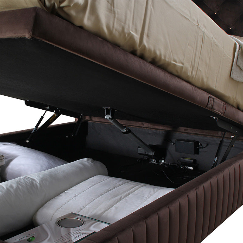 brown color leaf bed frame with motor and remote control