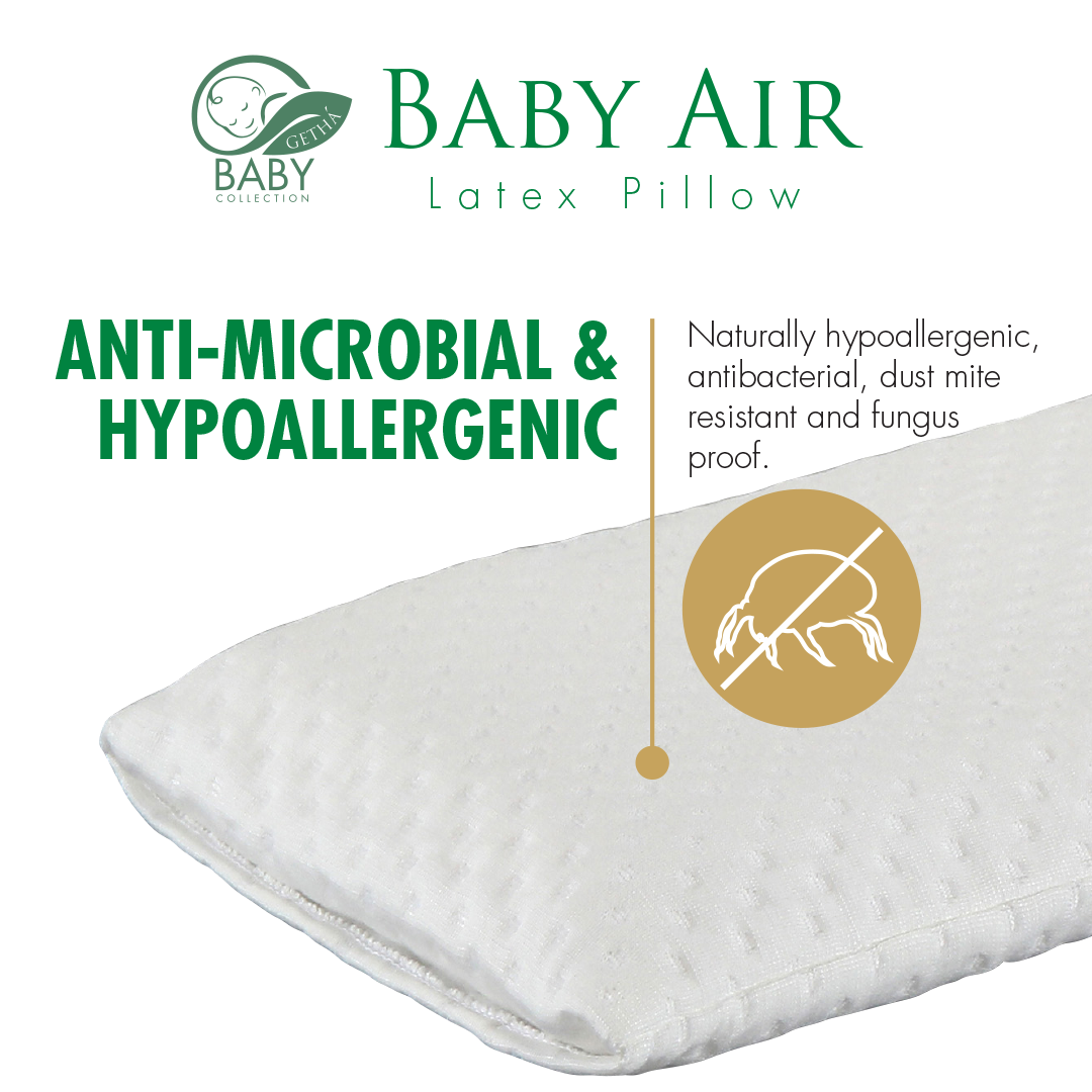 Antibacterial, hypoallergenic baby pillow